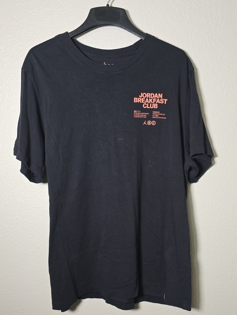 Jordan Black Short-Sleeve Tee with Coral Logo